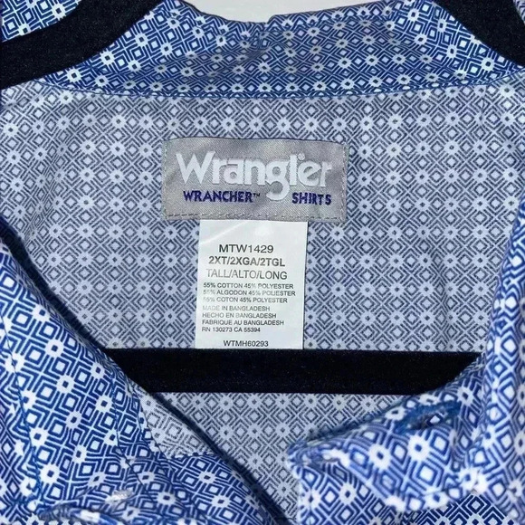 Wranglers Men’s 2X Tall Button Down Shirt - Picture 3 of 7